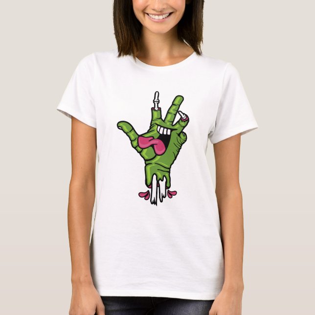 T-shirt Funky Zombie Peace Hand Tee (Devant)
