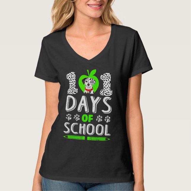 T-shirt Funny 101 Jours D'École Chien Dalmatien 100e Intel (Devant)