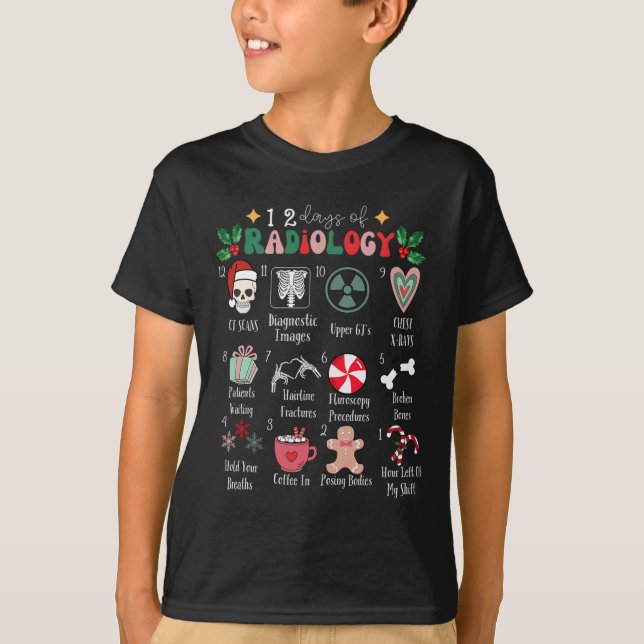 T-shirt Funny 12 Days Of Radiology Christmas Radiate Xray  (Devant)