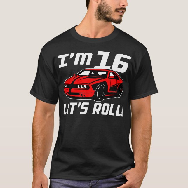 T-shirt Funny 16th Birthday Gift Race Car Driver Boys 16 Y (Devant)