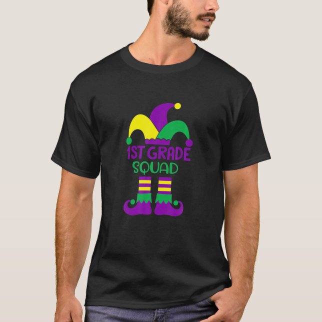 T-shirt Funny 1E Classe Enseignant Mardi Gras Carnival (Devant)