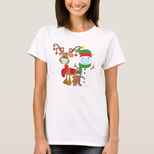 T-shirt Funny 2021 Reindeer Snowman Masques visage
