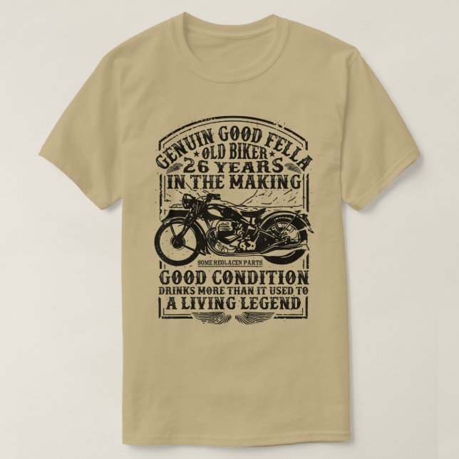 T-shirt Funny 26 Ans motard Retro Style Classic Moteur (Design devant)