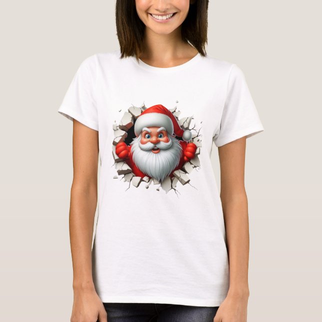 T-shirt Funny 3D Santa Claus Christmas Holiday Design (Devant)