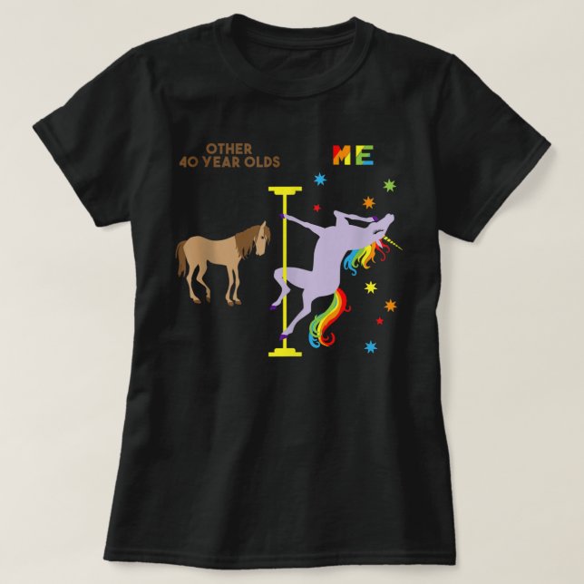T-shirt Funny 40e anniversaire Rainbow Unicorn 40 ans 1 (Design devant)