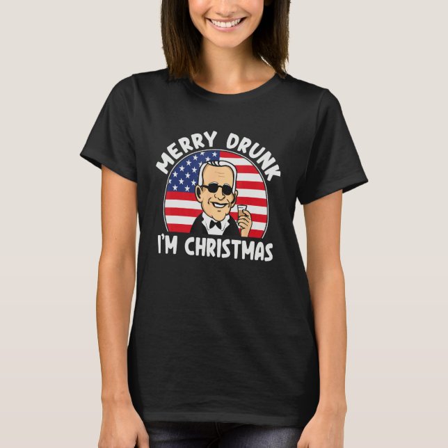 T-shirt Funny 4th of July Merry Drunk I'm Christmas Men &  (Devant)