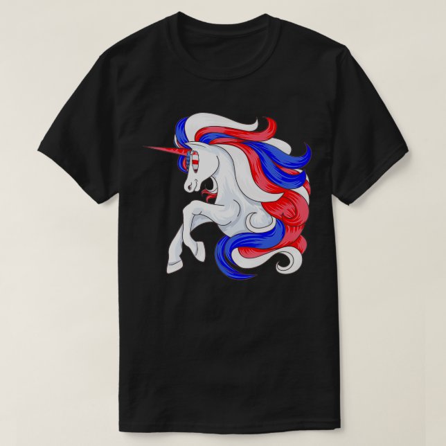T-shirt Funny 4th Of July Unicorn American Flag Patriotic  (Design devant)