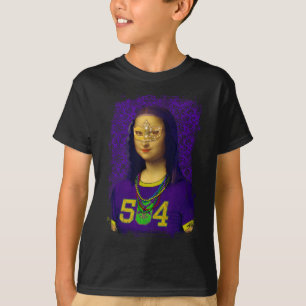 T-shirt Funny 504 New Orleans Mardi Gras Mona Lisa Mashup