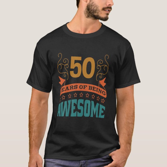T-shirt Funny 50E Anniversaire B-Day Dire Âge 50 Ans Plais (Devant)