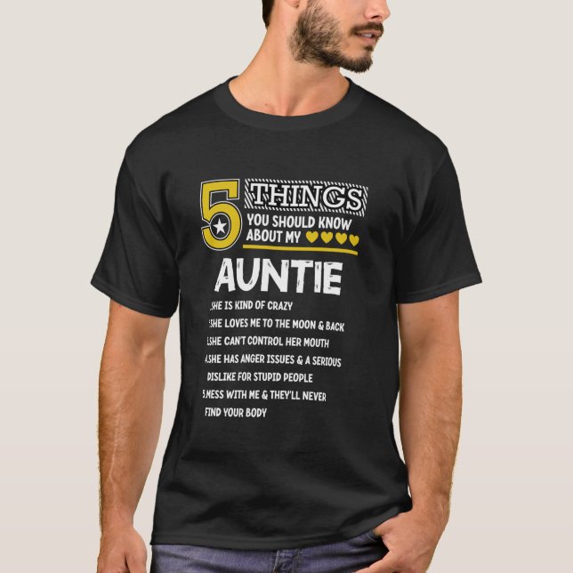 T-shirt Funny 5 choses Tante Cool Famille Correspondante L (Devant)