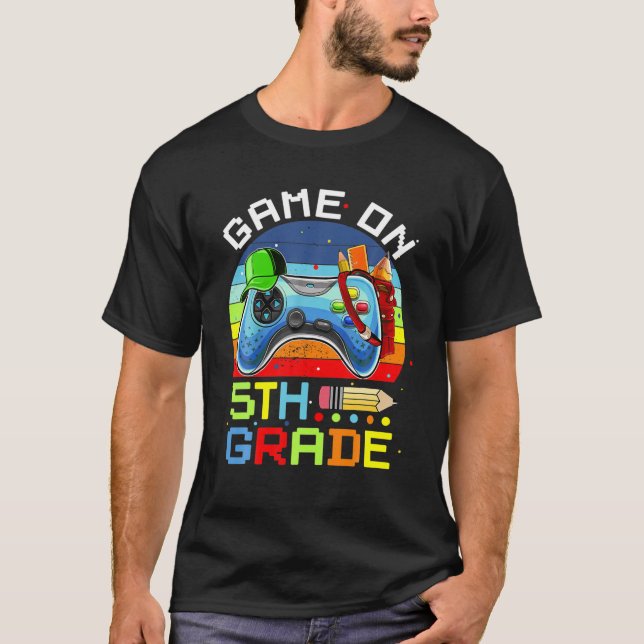 T-shirt Funny 5E Année Retour À L'École Vidéo Jeu (Devant)