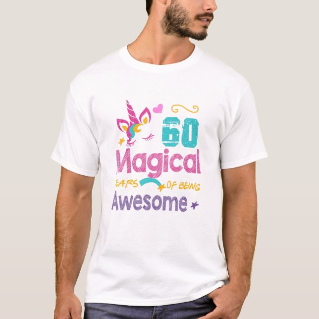 T-shirt Funny 60Th Birthday Awesome 60 Years Old Unicorn C (Devant)