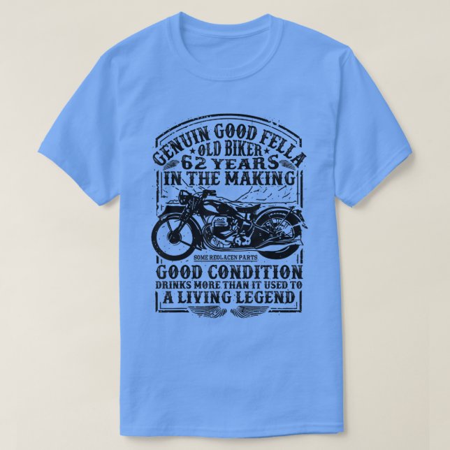 T-shirt Funny 62 Ans motard Retro Style Classic Moteur (Design devant)