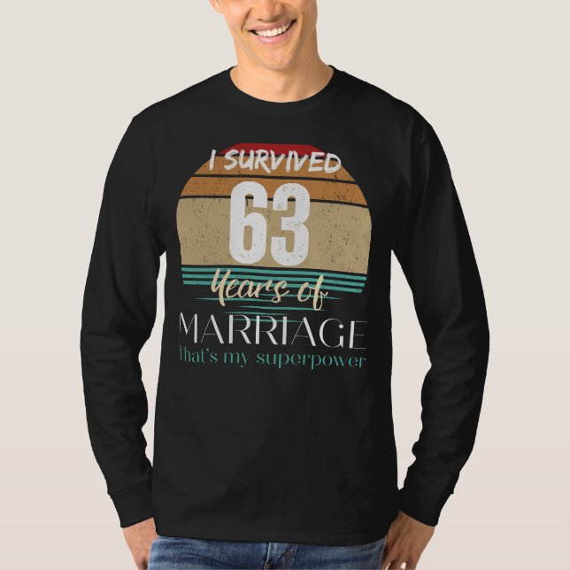 T-shirt Funny 63 ans de mariage survivant Tee (Devant)