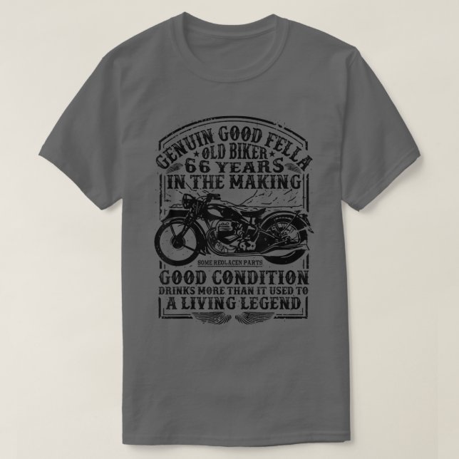 T-shirt Funny 66 Ans motard Retro Style Classic Moteur (Design devant)