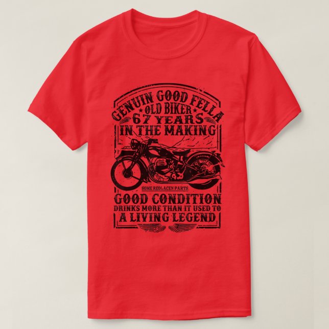 T-shirt Funny 67 Ans motard Retro Style Classic Moteur (Design devant)