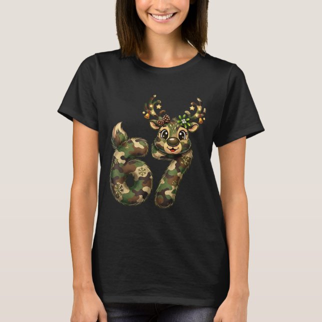T-shirt Funny 67 Christmas Holiday Camo Hunting Reindeer D (Devant)