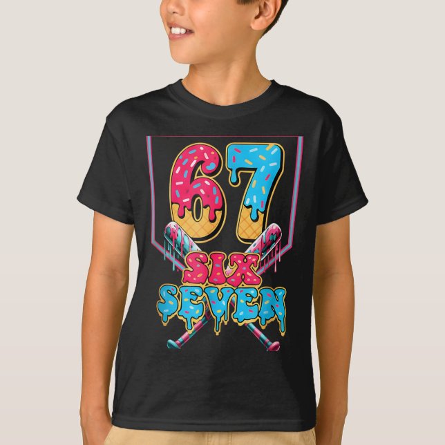 T-shirt Funny 67 Ice Cream Drip Baseball Six Seven Gift Fo (Devant)