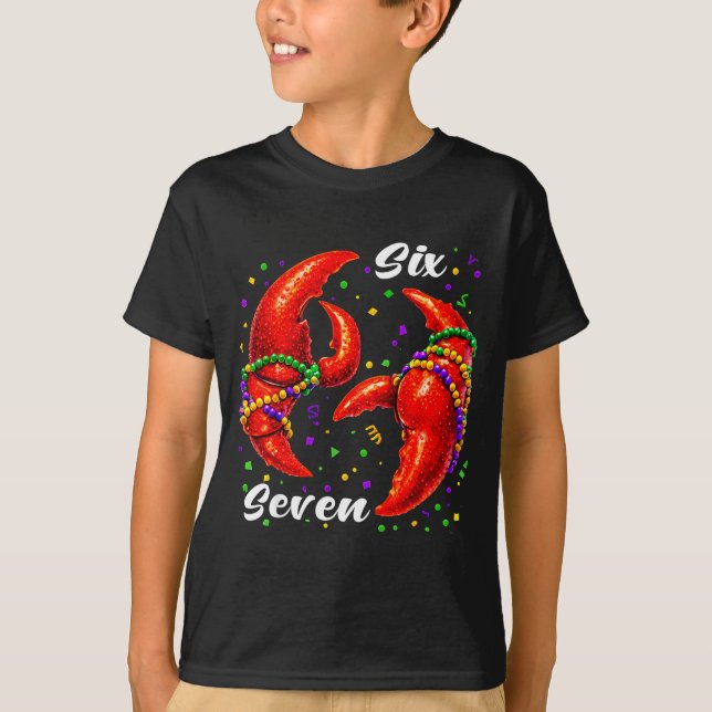 T-shirt Funny 67 Mardi Gras Crawfish Meme 6 7 Beads Six Se (Devant)