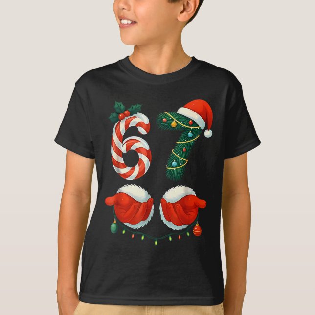 T-shirt Funny 67 Meme Santa Hand Christmas Pajamas Men Wom (Devant)