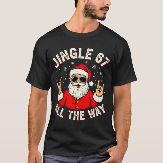 T-shirt Funny 67 Rock On Santa Six Seven Trendy Meme Holid (Devant)