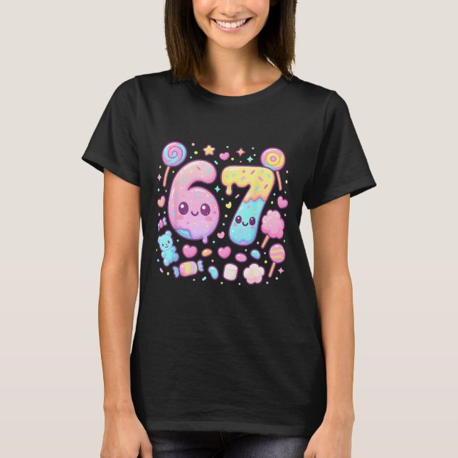 T-shirt Funny 67 Six Seven Candy 6 7 Meme Gen Alpha Kawaii (Devant)