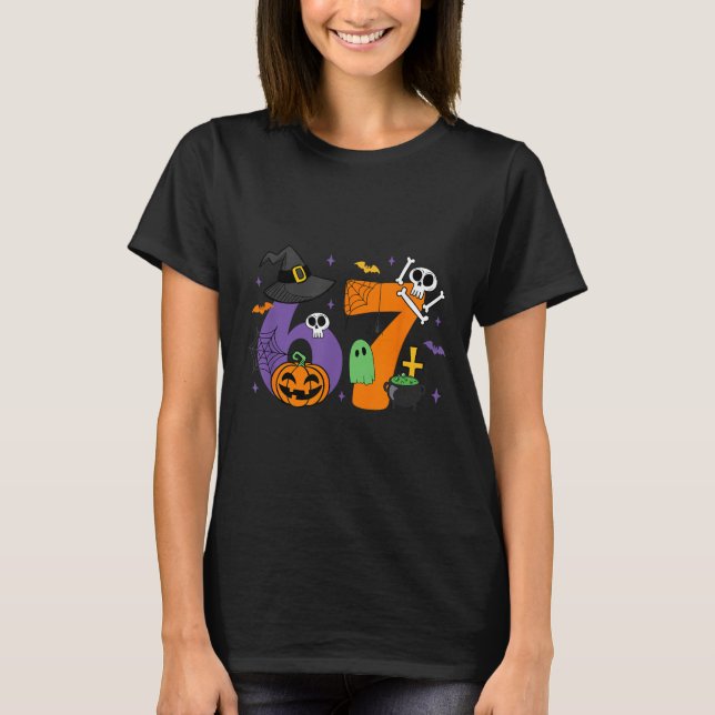 T-shirt Funny 67 Six Seven Halloween Meme Gen Alpha  (Devant)
