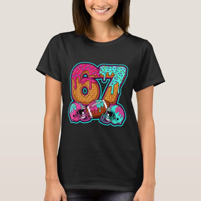 T-shirt Funny 67 Six Seven Meme American Football Number # (Devant)