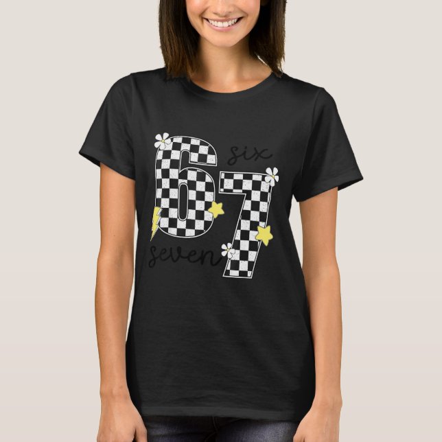 T-shirt Funny 67 Six Seven Meme Slang 6-7 Checkered Number (Devant)