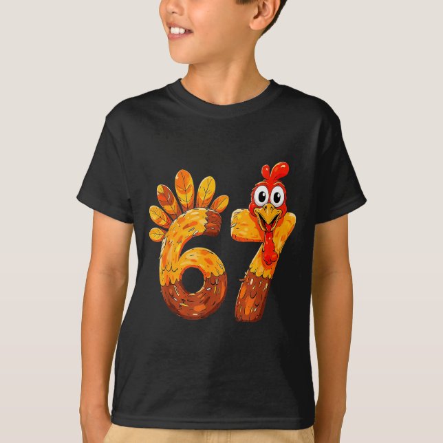 T-shirt Funny 67 Thanksgiving 6 7 Meme Humor Turkey Kids M (Devant)