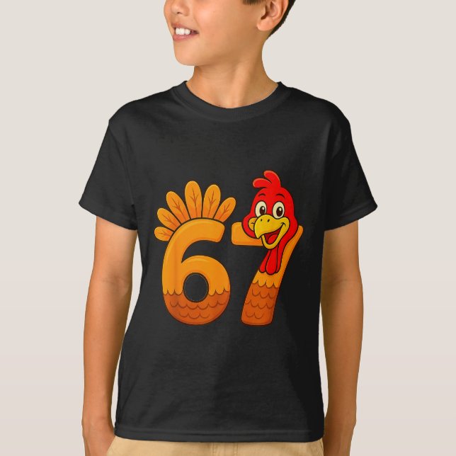 T-shirt Funny 67 Thanksgiving Turkey Face 67 Number  (Devant)