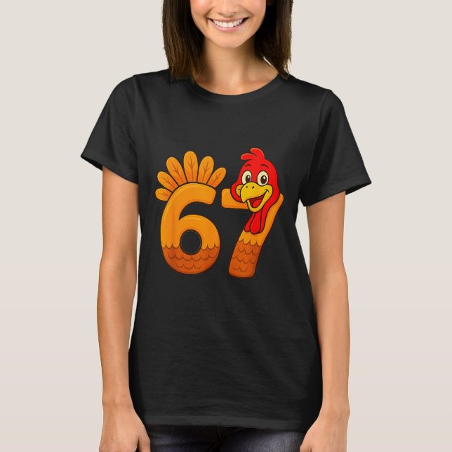T-shirt Funny 67 Thanksgiving Turkey Face 67 Number  (Devant)
