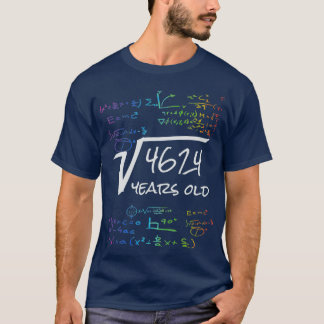 T-shirt Funny 68th Birthday Math Design Carré Racine de 46