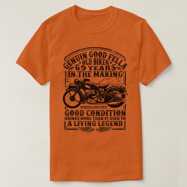 T-shirt Funny 69 Ans motard Retro Style Classic Moteur (Design devant)