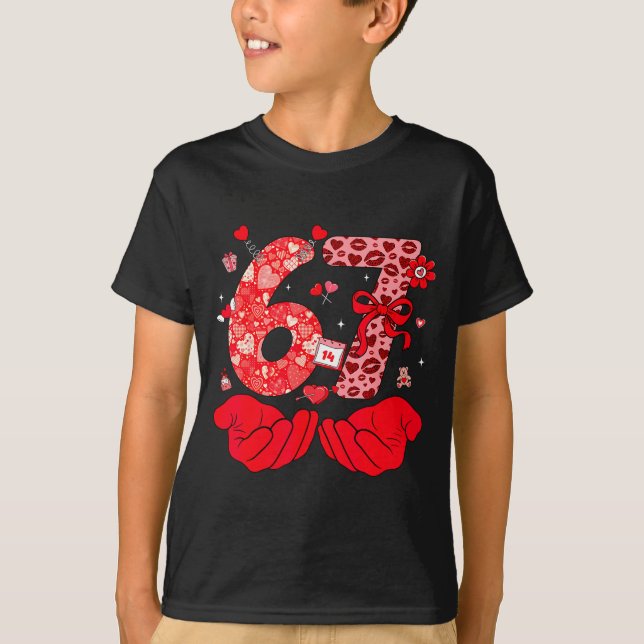 T-shirt Funny 6 7 Hands Meme Cute Valentine's Day Six Seve (Devant)