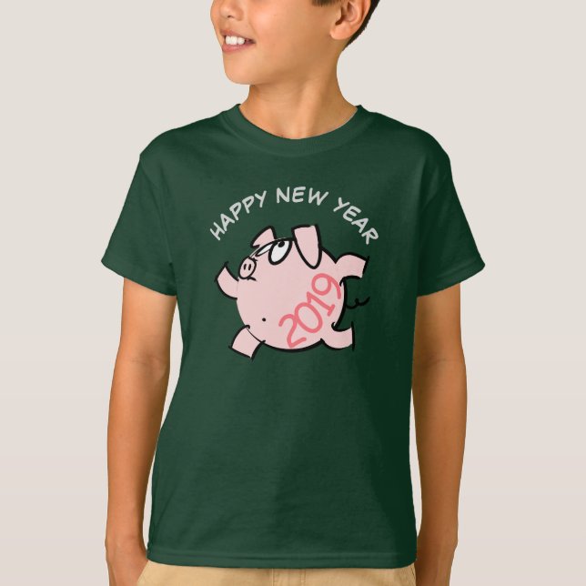 T-shirt Funny 6 Dessin Illustration Cochon Année 2019 Enfa (Devant)