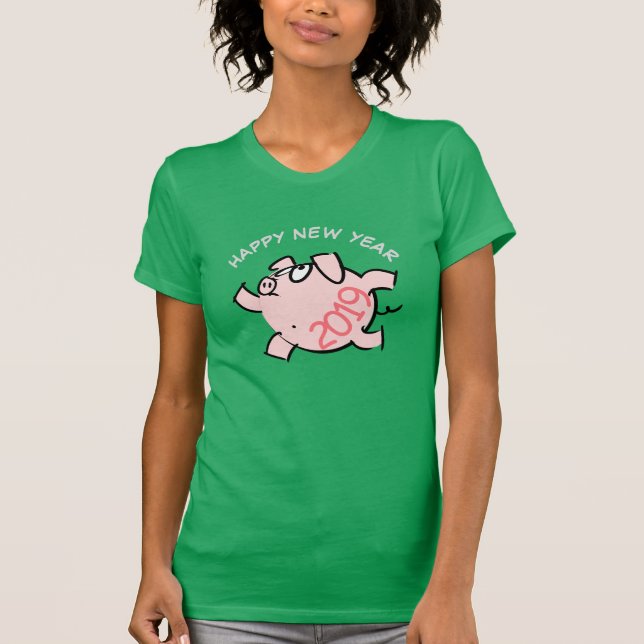 T-shirt Funny 6 Dessin Illustration Pig Année 2019 Femme (Devant)