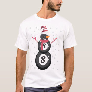 T-shirt Funny 8 Ball Pool Snowman Christmas New Year Gift
