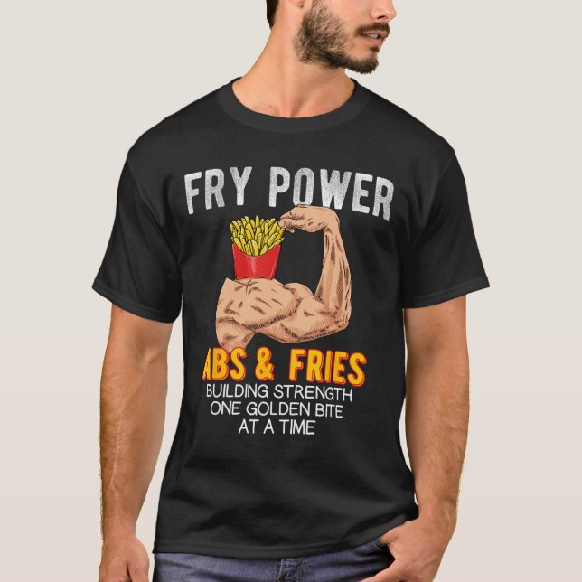 T-shirt Funny Abs Exercice Fries Français Muscle Building  (Devant)