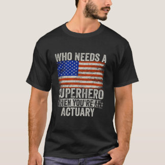 T-shirt Funny Actuaire Superhero Vintage Tee Pour Hommes P