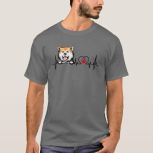 T-shirt Funny Akita Inu Amoureux des chiens Heartbeat