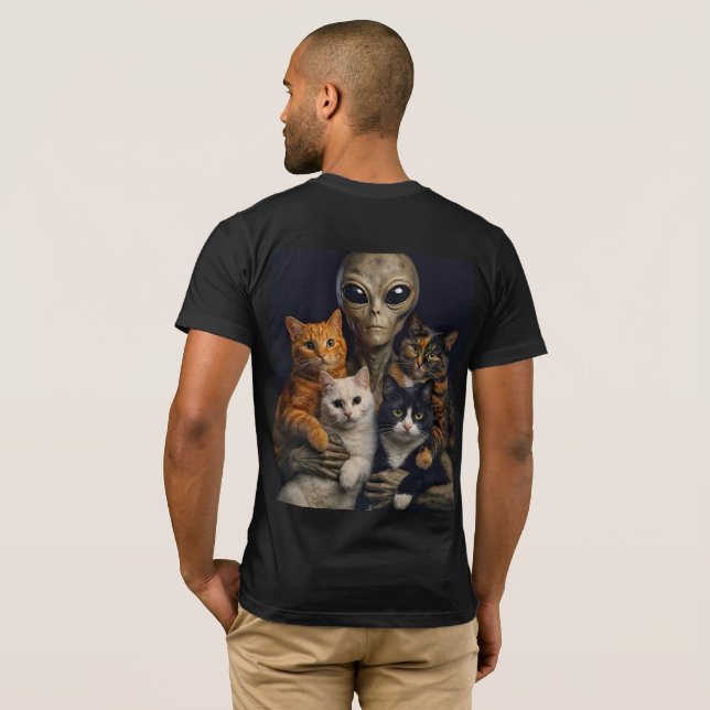 T-shirt Funny Alien with Cats Renaissance Art (Dos entier)