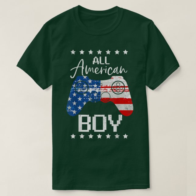 T-shirt Funny All American Boys 4th JulySon jeu vidéo USA (Design devant)