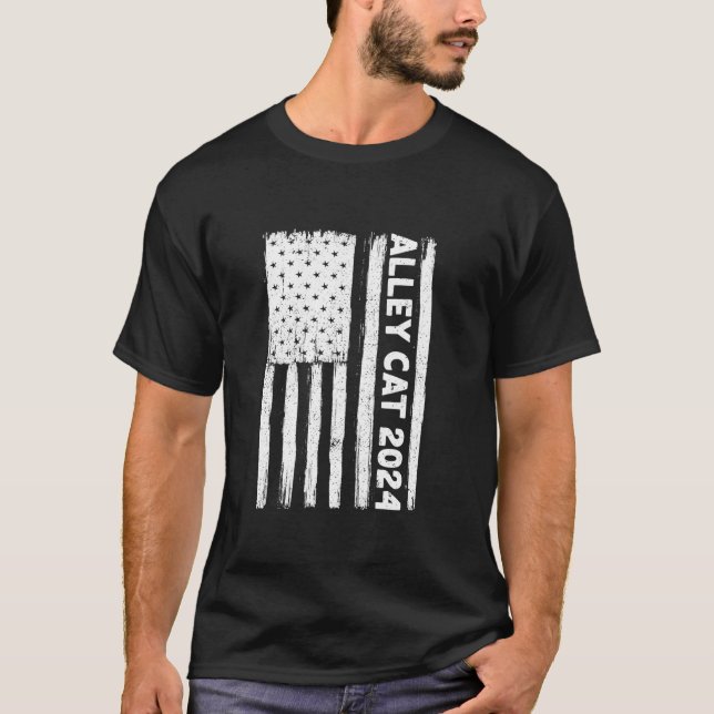 T-shirt Funny Alley Cat 2024 Election American Flag Pro Tr (Devant)