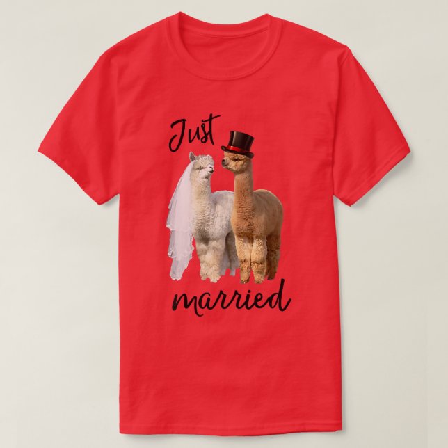 T-shirt Funny Alpaca mariée et Mariage de chambre (Design devant)