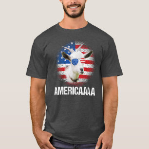T-shirt Funny Americaaa Chèvre USA Drapeau Lunettes de sol