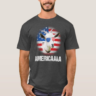 T-shirt Funny Americaaa Chèvre USA Drapeau Lunettes de sol