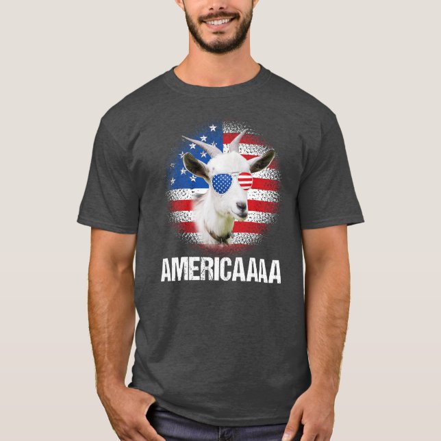 T-shirt Funny Americaaa Chèvre USA Drapeau Lunettes de sol (Devant)