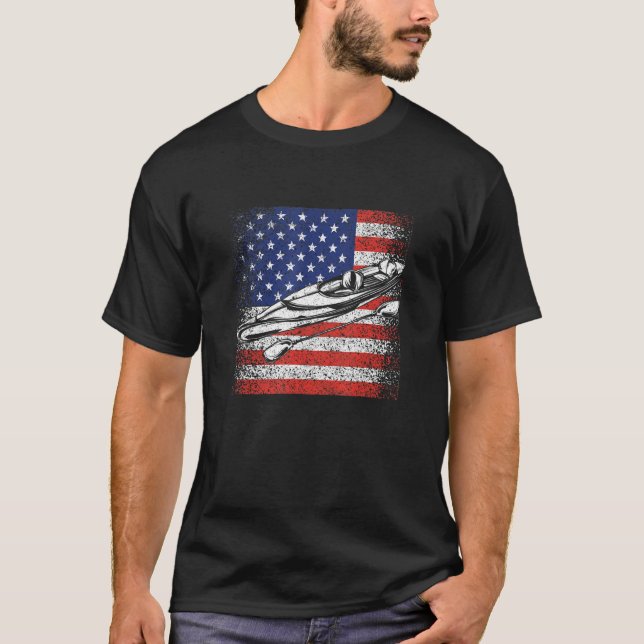 T-shirt Funny American Canoe Kayaking Patriotic Kayak USA  (Devant)