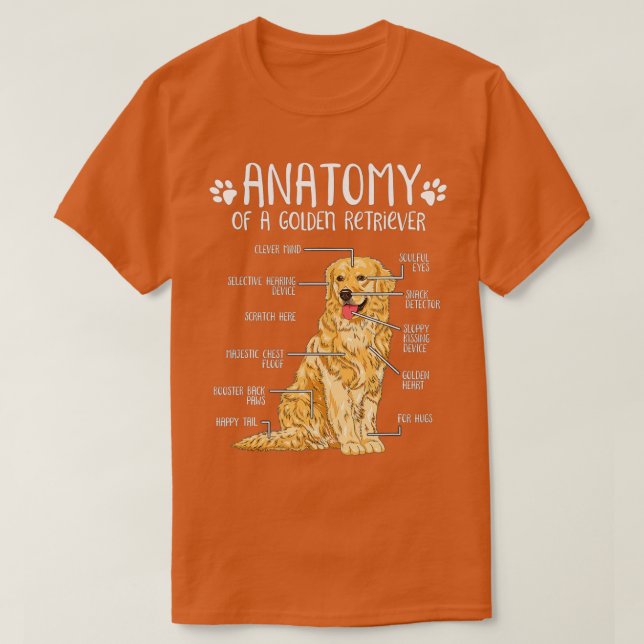 T-shirt Funny Anatomy Golden Retriever Amoureux des chiens (Design devant)